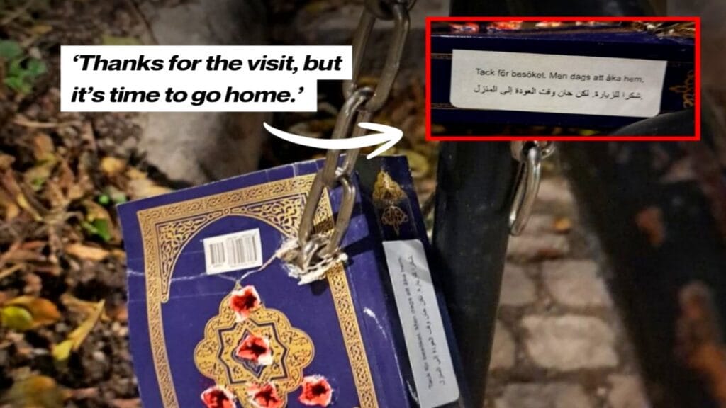 সুইডেনের মসজিদের সামনে গুলিবিদ্ধ কোরআন!